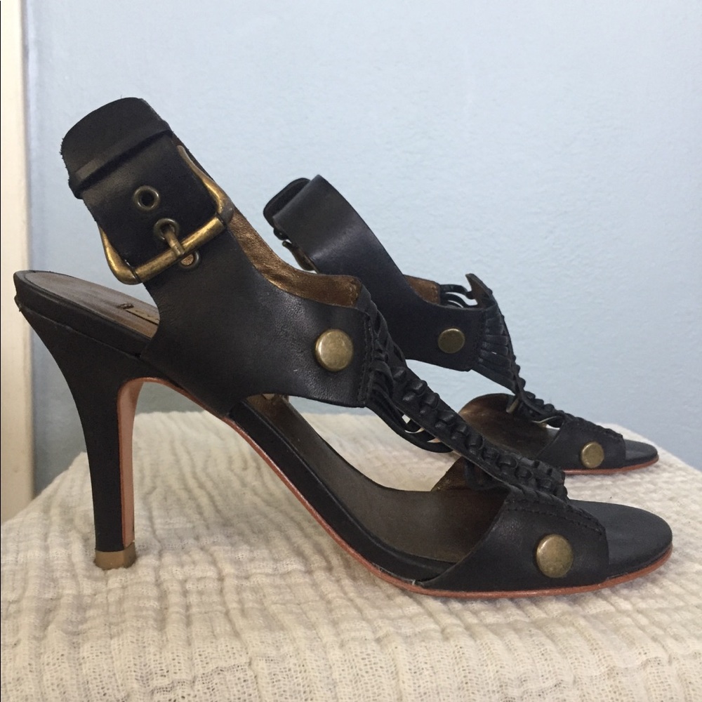 Cynthia Vincent black leather sandals